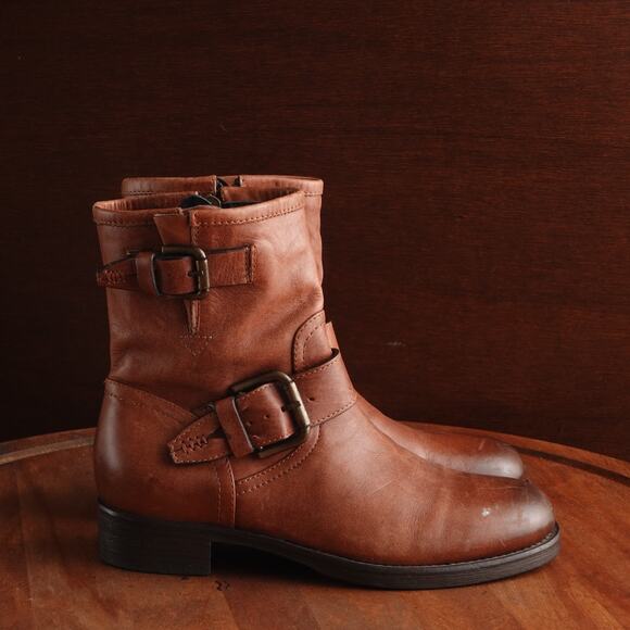 Alberto Fermani Boots Womens Size EU 35.5 US 5.5 Brown Leather Zip Moto Italy - Picture 1 of 15